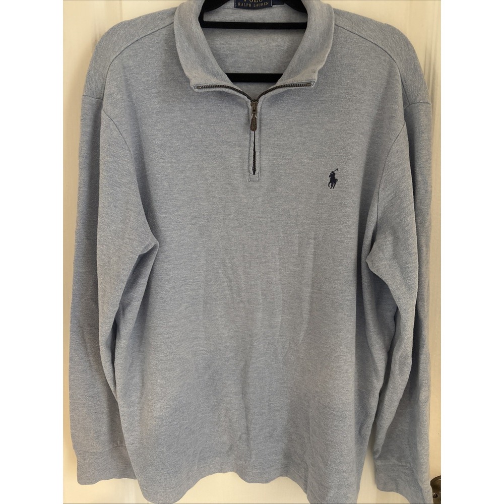 Men's Polo Ralph Lauren Blue Jacket 1/4 Zip Pullover Preppy Old Money Sz XL